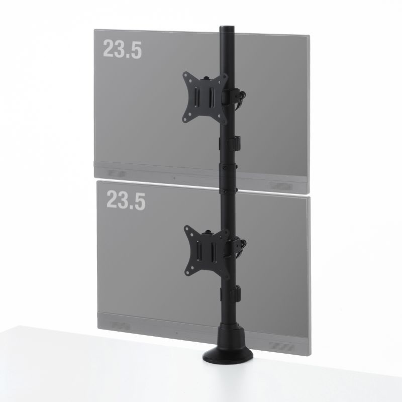 モニターアーム(デュアル・ショートアーム・薄型ショートクランプ・ブラック)【CR-LAC215BK】