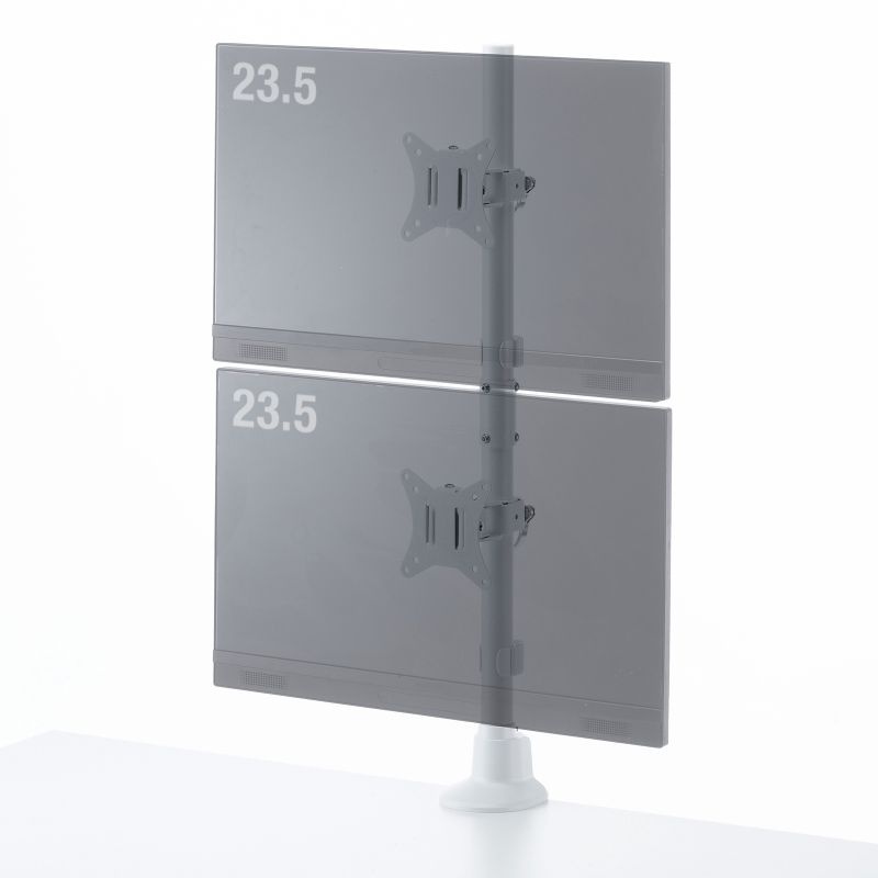 モニターアーム(デュアル・ショートアーム・薄型ショートクランプ・ホワイト)【CR-LAC215W】