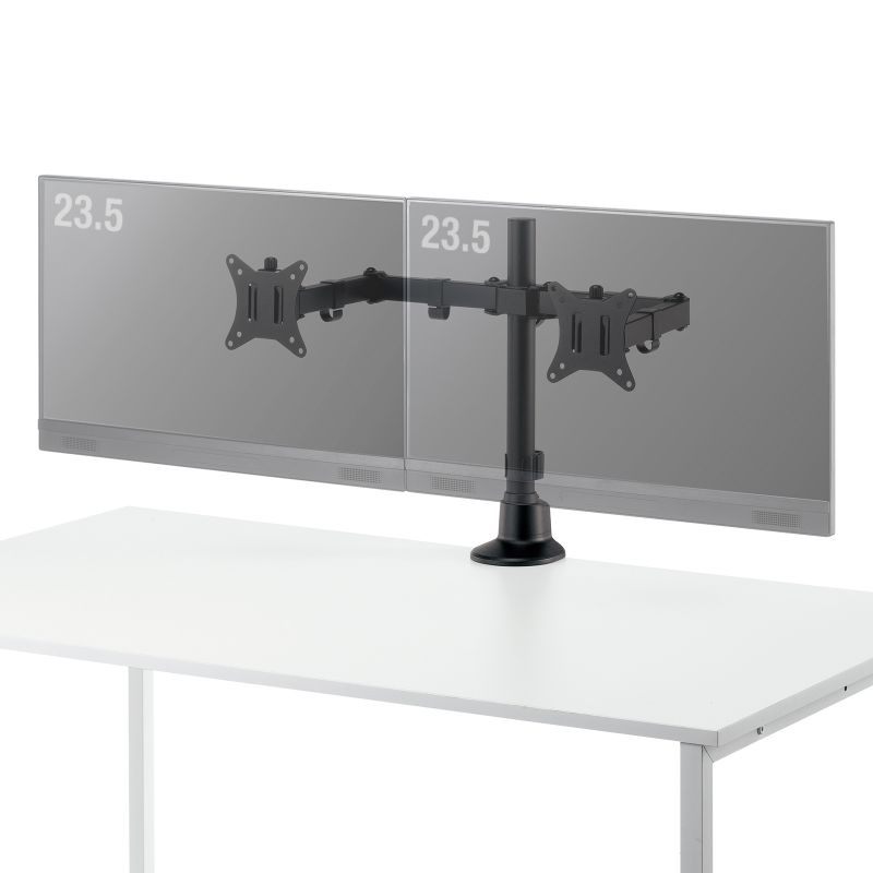 モニターアーム(デュアル・ロングアーム・薄型ショートクランプ・ブラック)【CR-LAC216BK】