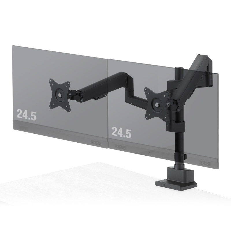 モニターアーム(デュアル・ガススプリング式・支柱タイプ・ブラック)【CR-LAC2407BK】