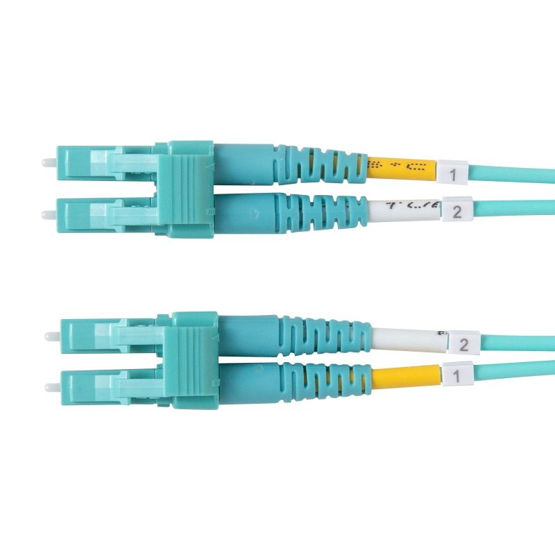 メガネ型光ファイバケーブル(マルチ50μmOM4、LC×2-LC×2、15m)【HKB-MOM4LCLC-15】