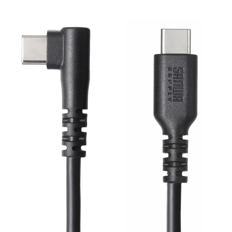 USB 2.0 Type-Cケーブル(C-C・片側L型コネクタ・60W・1m)【KU-CCP60L10TK2】