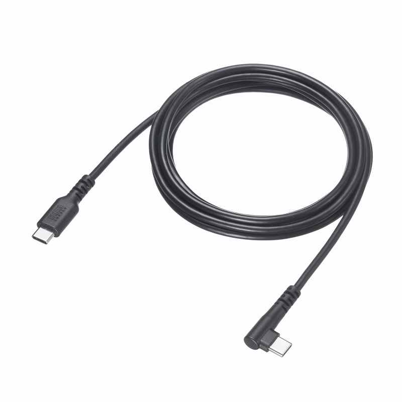 USB 2.0 Type-Cケーブル(C-C・片側L型コネクタ・60W・2m)【KU-CCP60L20TK2】