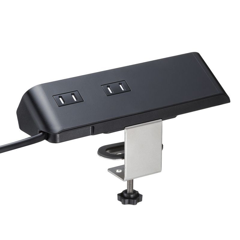 クランプ固定式タップ(AC4個口＋USB-C×3＋USB-A×1・PD65W・ブラック)【TAP-B114UC-2BK】