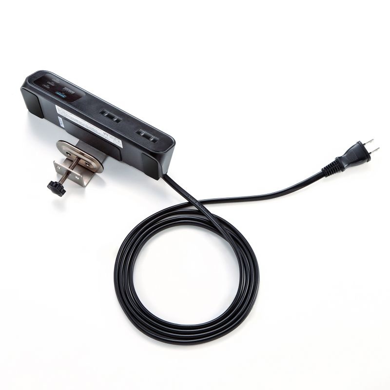 クランプ固定式タップ(AC4個口＋USB-C×3＋USB-A×1・PD65W・ブラック)【TAP-B114UC-2BK】