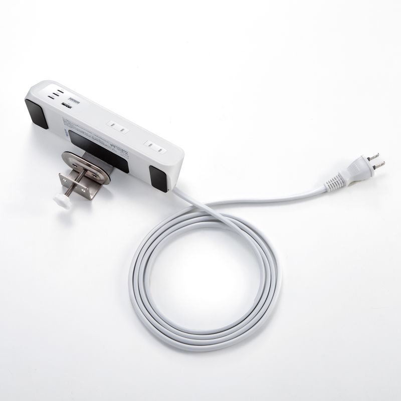 クランプ固定式タップ(AC4個口＋USB-C×3＋USB-A×1・PD65W・ホワイト)【TAP-B114UC-2W】