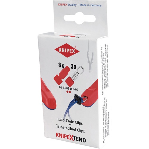 KNIPEX テザーツール 落下防止クリップ+カラーコードクリップ赤セット(各3ピース)【0063-06TCR】