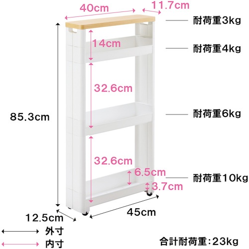 不動技研 スマートワゴンFit WT45-4段 W F2540【013220】