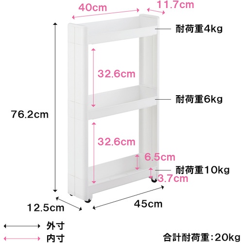 不動技研 スマートワゴンFit 45-3段 W F2544【013268】