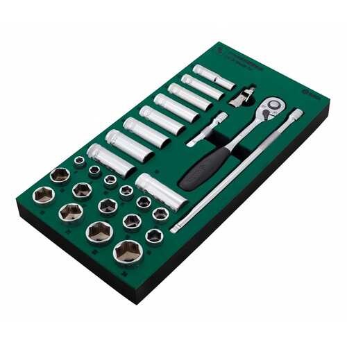 SATA 3/8”DRソケットレンチセット(6角タイプ)トレー入り【09902】