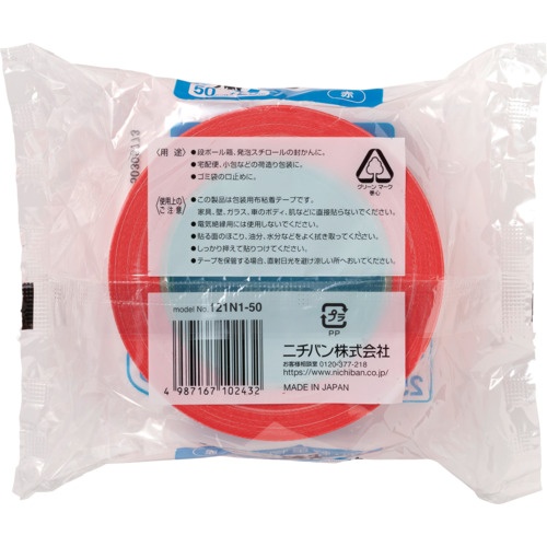ニチバン ニチバン 布粘着テープ 121N 大巻 (中軽量物封かん用) 1巻入 赤 50X25【121N1-50】