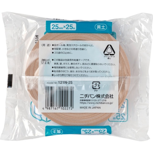 ニチバン ニチバン 布粘着テープ 121N 大巻 (中軽量物封かん用) 1巻入 黄土 25X25【121N-25】