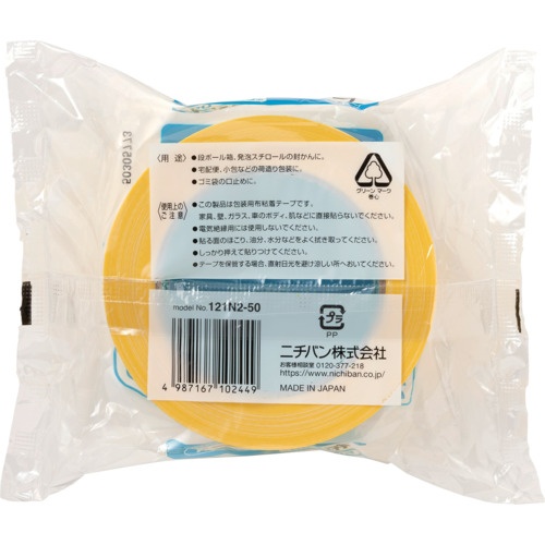 ニチバン ニチバン 布粘着テープ 121N 大巻 (中軽量物封かん用) 1巻入 黄 50X25【121N2-50】