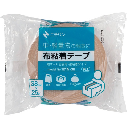 ニチバン ニチバン 布粘着テープ 121N 大巻 (中軽量物封かん用) 1巻入 黄土 38X25【121N-38】