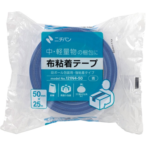 ニチバン ニチバン 布粘着テープ 121N 大巻 (中軽量物封かん用) 1巻入 青 50X25【121N4-50】
