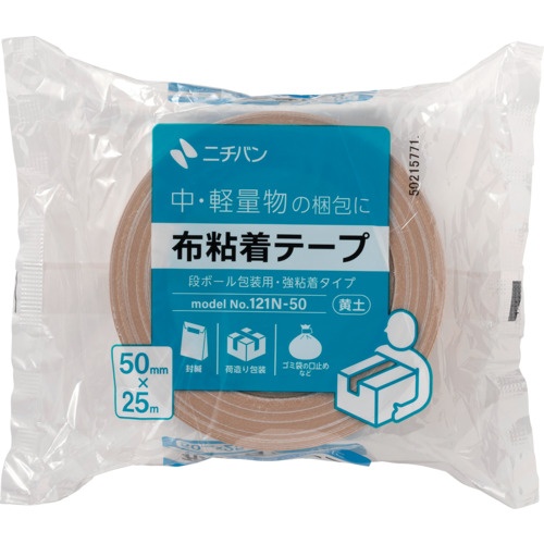 ニチバン ニチバン 布粘着テープ 121N 大巻 (中軽量物封かん用) 1巻入 黄土 50X25【121N-50】