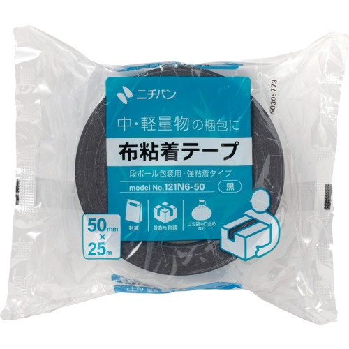 ニチバン ニチバン 布粘着テープ 121N 大巻 (中軽量物封かん用) 1巻入 黒 50X25【121N6-50】