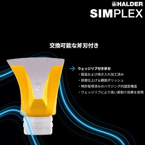 HALDER SIMPLEXアックス リブ付くさび、鋳鉄製ハウジング、ヒッコリー製ハンドル【3007.751】
