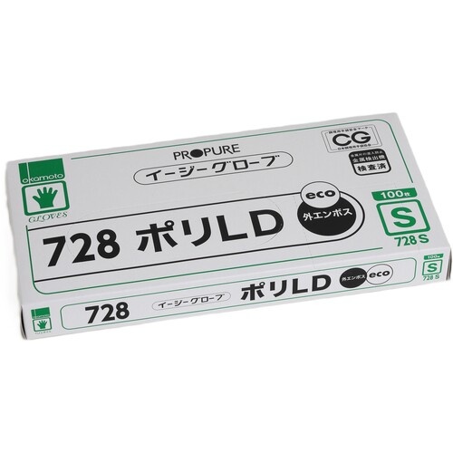 okamoto イージーグローブ728ポリLD外エンボス S 100枚入【728S】