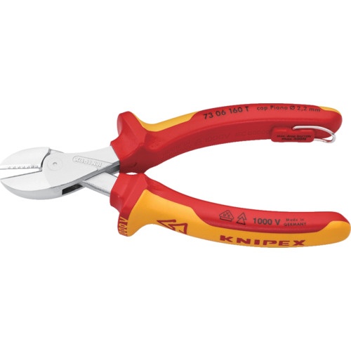 KNIPEX 絶縁コンパクトニッパー X-CUT 1000V絶縁落下防止ハンドル【7306-160TBK】
