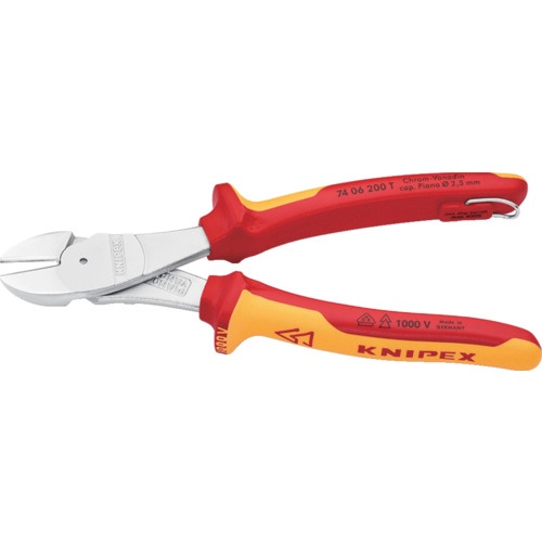 KNIPEX 絶縁1000V強力型ニッパー 落下防止 200mm【7406-200TBK】