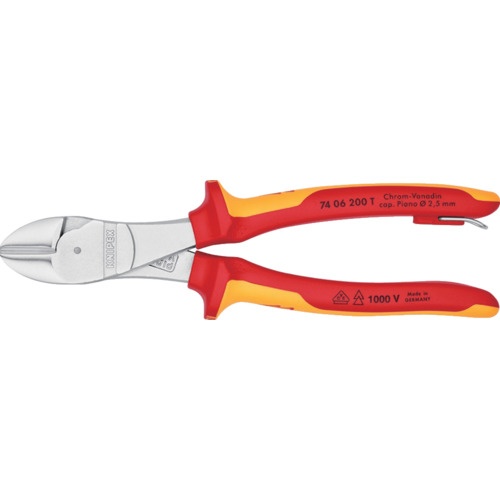 KNIPEX 絶縁1000V強力型ニッパー 落下防止 200mm【7406-200TBK】
