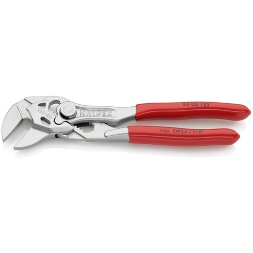 KNIPEX 【ブリスターパック仕様】プライヤーレンチ クロムメッキ仕上げ ソフトプラスチックハンドル 125mm【8603125SB】