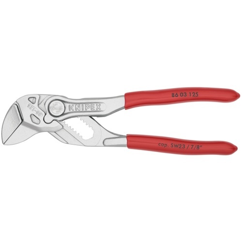 KNIPEX 【ブリスターパック仕様】プライヤーレンチ クロムメッキ仕上げ ソフトプラスチックハンドル 125mm【8603125SB】