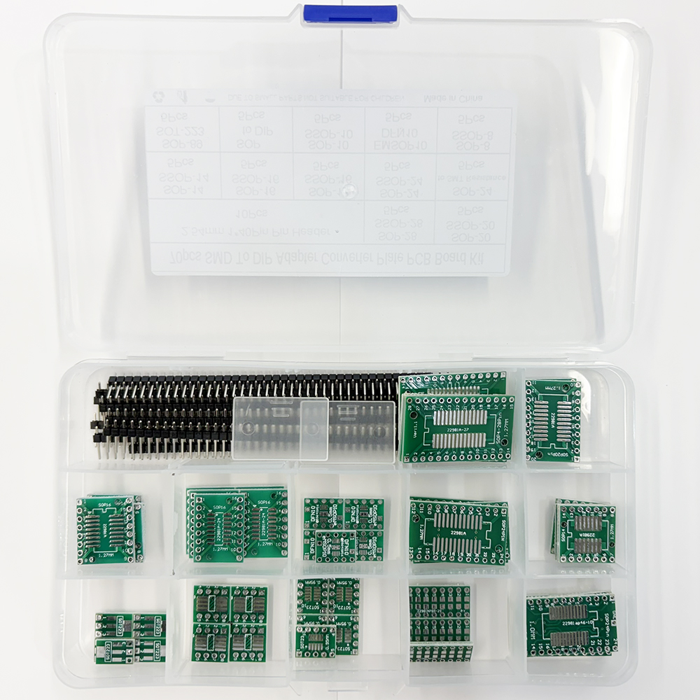 IC DIP化基板60pcs+ピンヘッダ10本セット(基板12種類入り)【AB-DIPADP-60PCS-SET】