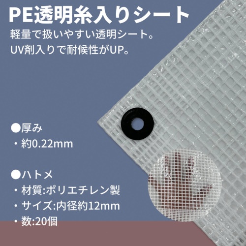 シート PE透明糸入りシート(UV剤入) 3.6m×5.4m【B313】
