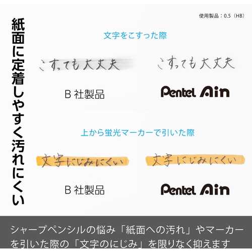 PENTEL シャープペン芯 Pentel Ain ぺんてるアイン 0.5mm B【C285-B】