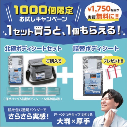 TRUSCO クール汗拭きクロス ”北極ボディシート” 保冷剤付き 詰替1セット付き【CSH84SET-P1】