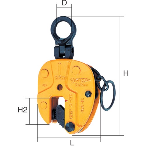 スーパー タテ吊クランプ(ロックハンドル式・自在シャックルタイプ) 基本使用荷重0.5t(RFIDチップ搭載/S・M・A・Я・T管理アプリ対応)【SVC0.5ERF】