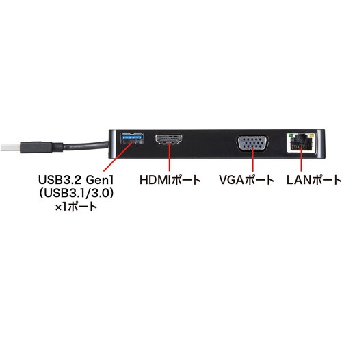 SANWA USB3.2 Gen1モバイル ドッキングステーション【USB-3H131BK】