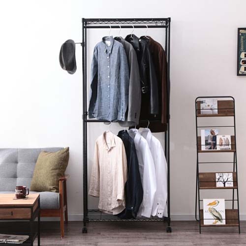 カラーメタル ワードローブ 2段タイプ ブラック【CMW2-75182-BK】