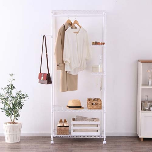 カラーメタル ワードローブ ラックタイプ ホワイト【CMWR-75183-WH】