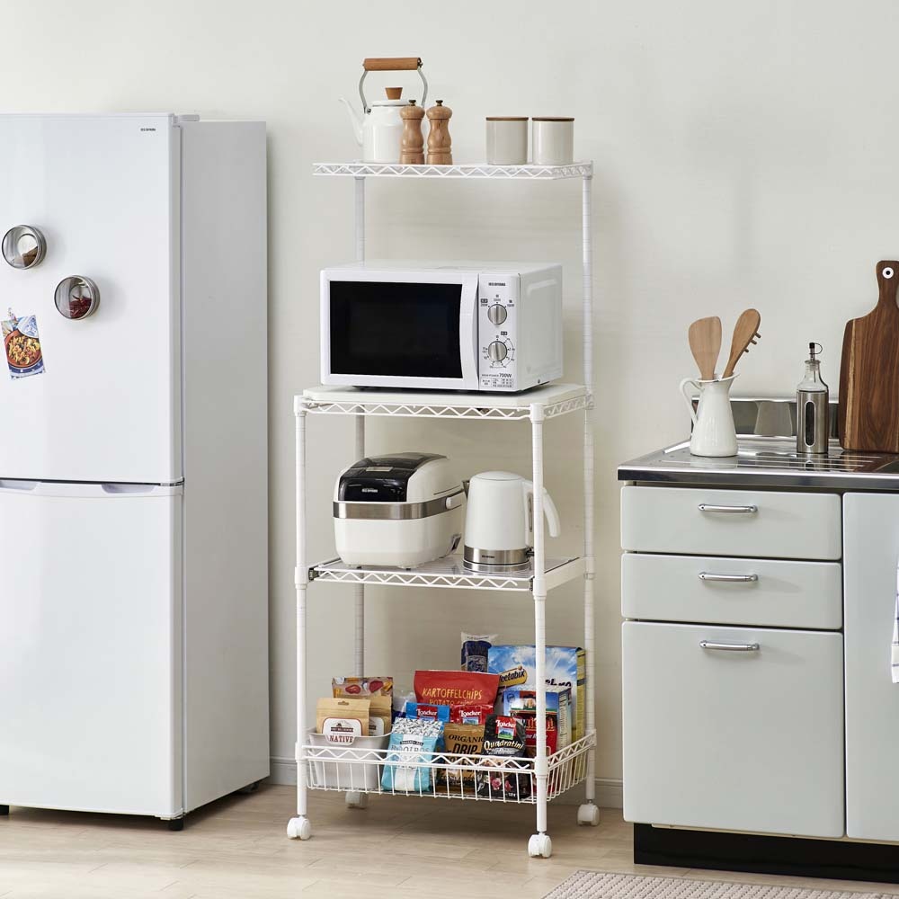 カラーメタルラック バスケット棚板 ホワイト【CMM-5535BT-WH】