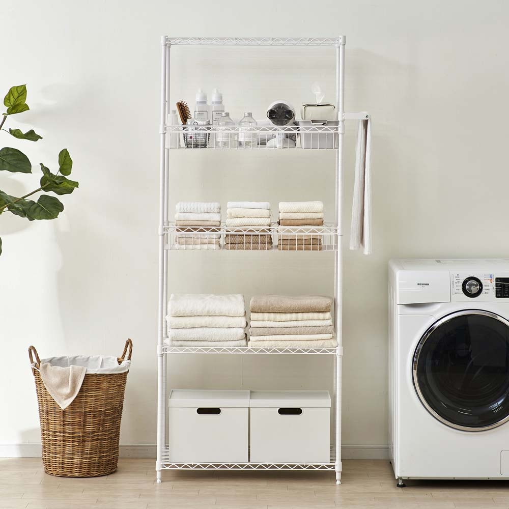 カラーメタルラック バスケット棚板 ホワイト【CMM-7535BT-WH】