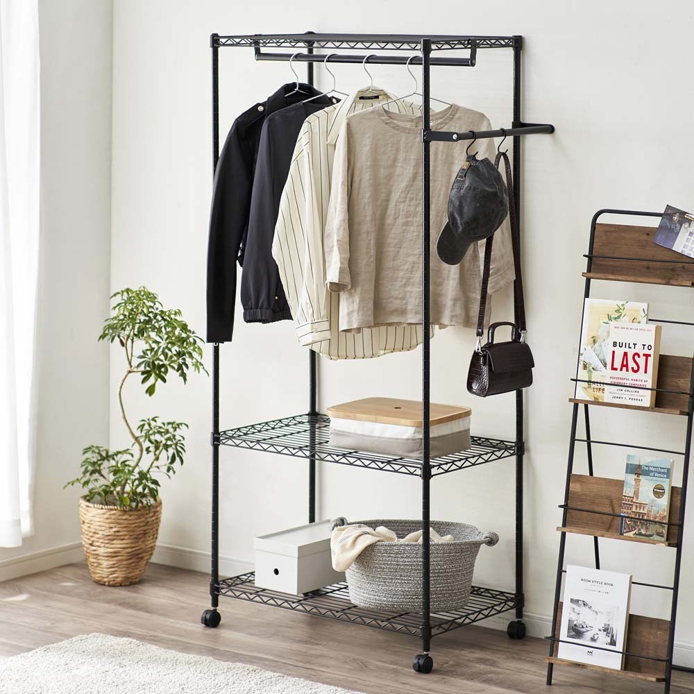 カラーメタルラック サイドハンガー ブラック【CMM-45SH-BK】