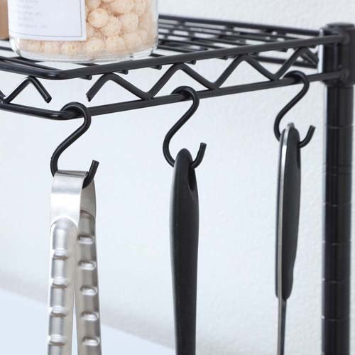 カラーメタルラック S字フック ブラック 3個入り【CMM-3SF-BK】