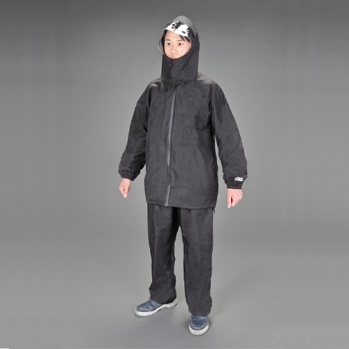 [L] 透湿性レインウェアー(黒)【EA996XZ-22B】