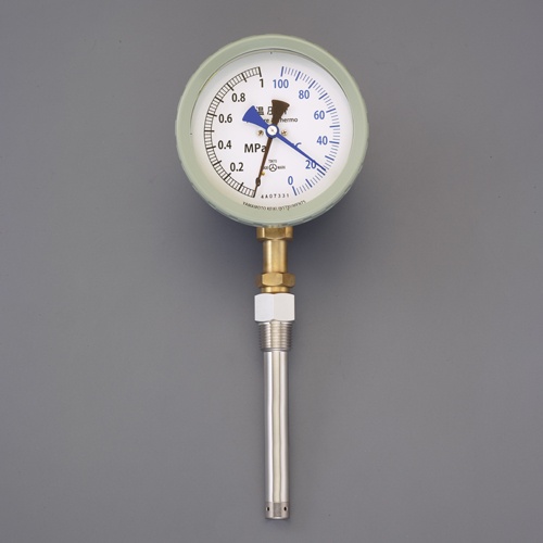 0- 100℃/0-1.0MPa/φ 100mm 温圧計(立型)【EA729PA-26】