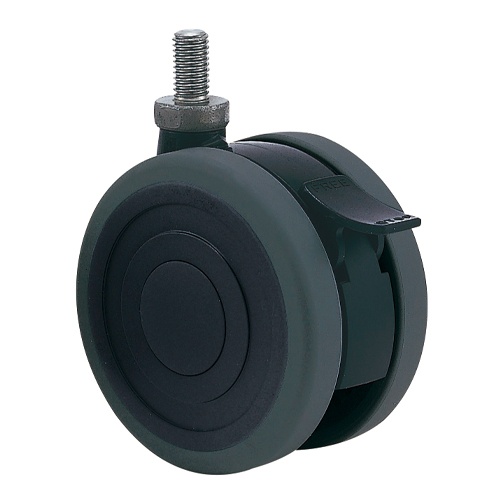 100mm キャスター(ツインホイール/TPE/ブレーキ付/SUSネジ)【EA986TA-2200】