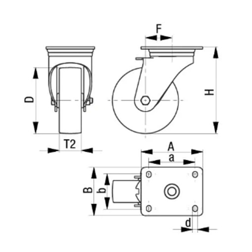 100mm キャスター(自在金具・後輪ブレーキ)【EA986HW-3A】