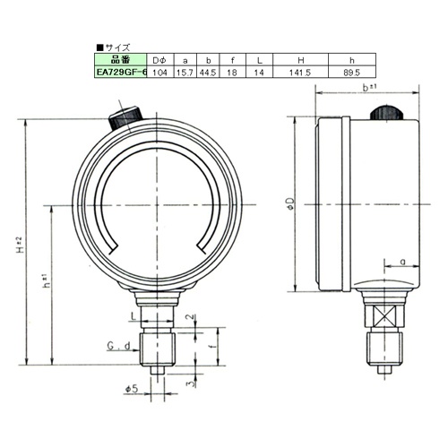 100mm/ 0-25MPa 圧力計(グリセリン入)【EA729GF-250A】