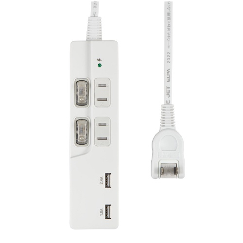 100V/14Ax2m テーブルタップ(USBポート/個別スイッチ付)【EA815GL-21A】