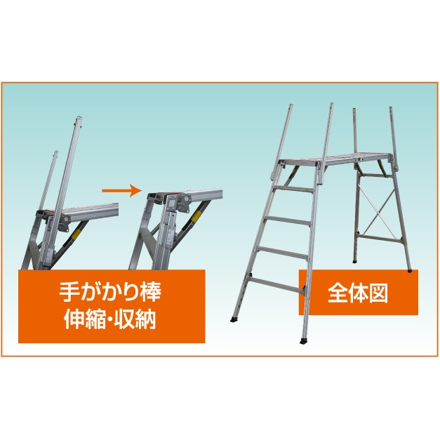 105-141cm 足場台(調整脚・セーフティーガード付)【EA905DF-51】