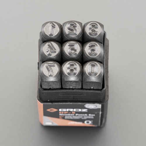 10mm(3/8インチ )/ 9本組 数字刻印セット【EA591GA-10】