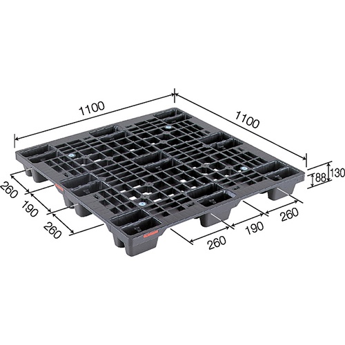 1100x1100x130mm パレット・PP製(軽量/2枚)【EA985P-1A】