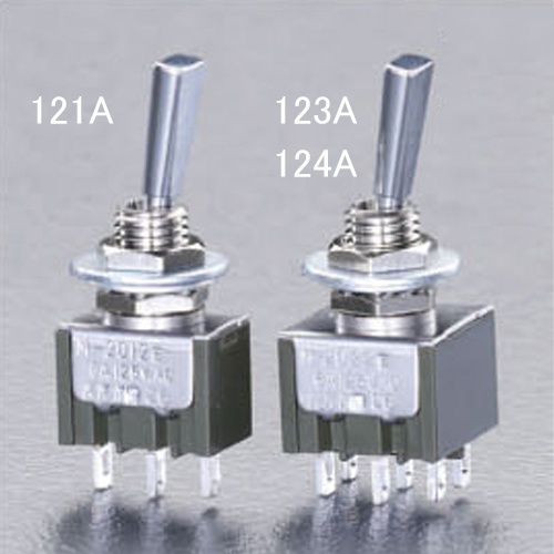 125V/6A 2極双投トグルスイッチ(フラットレバー型)【EA940DH-123A】